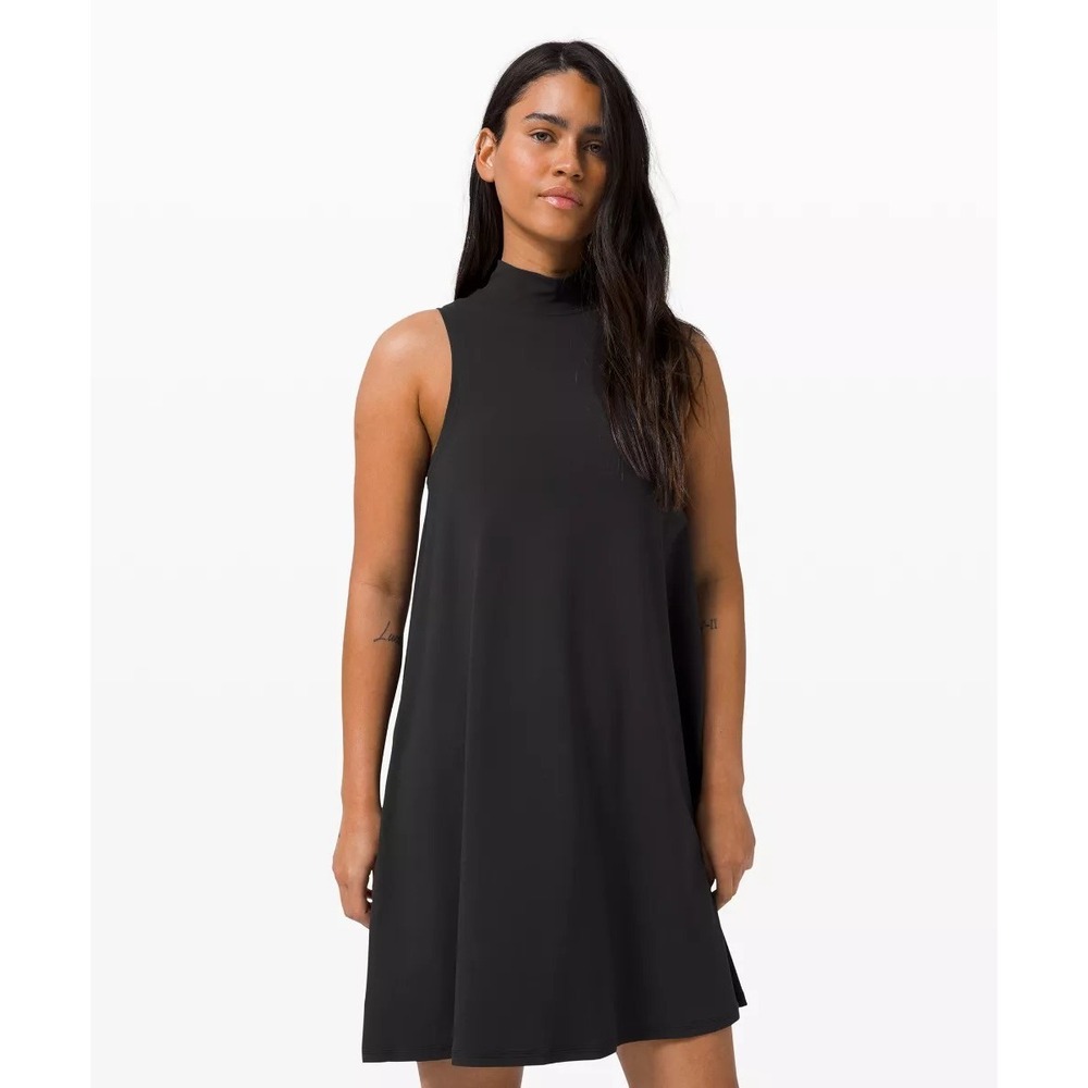 Lululemon Black All Aligned A-line Tank Sporty Athleisure Mini Dress Size 4